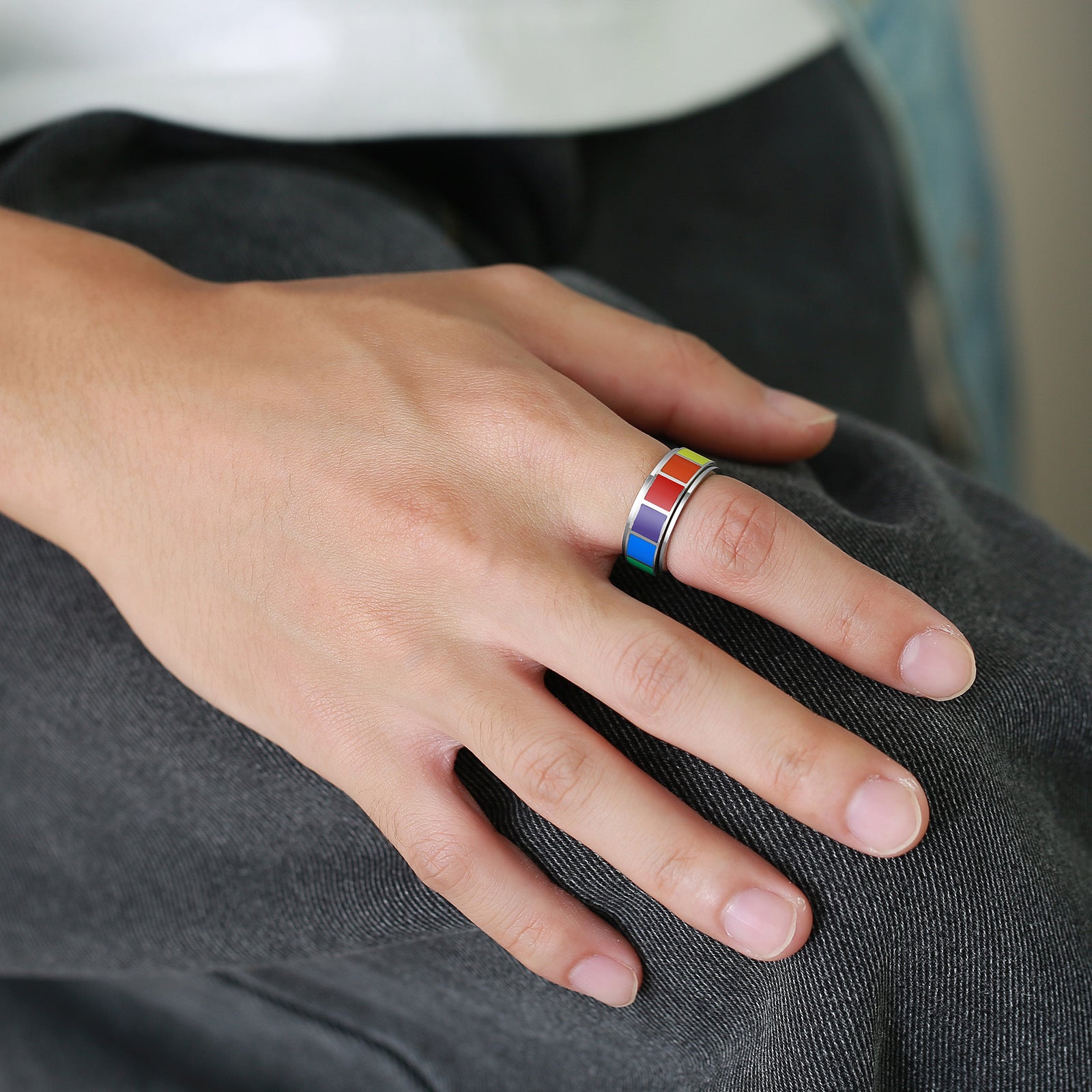 Anillo LGBT de acero de titanio al por mayor